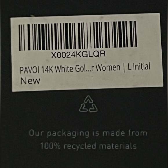 Initial L 14K White Gold Plated Cubic Zirconia Necklace - Picture 5 of 5